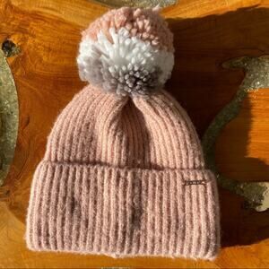 SKECHERS Womens Pink Pom Pom Knit Snow Beanie Hat One Size